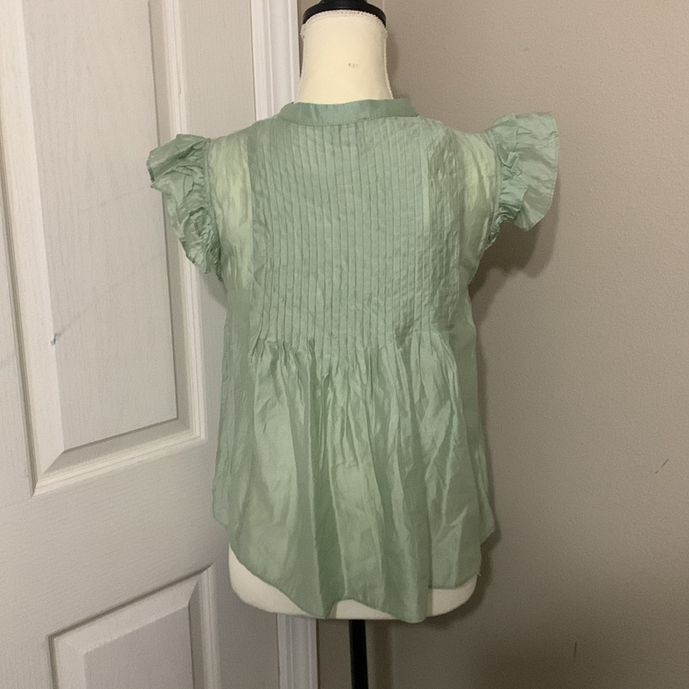 Current Air Pleated Button Down Ruffle Sleeve Shi… - image 2